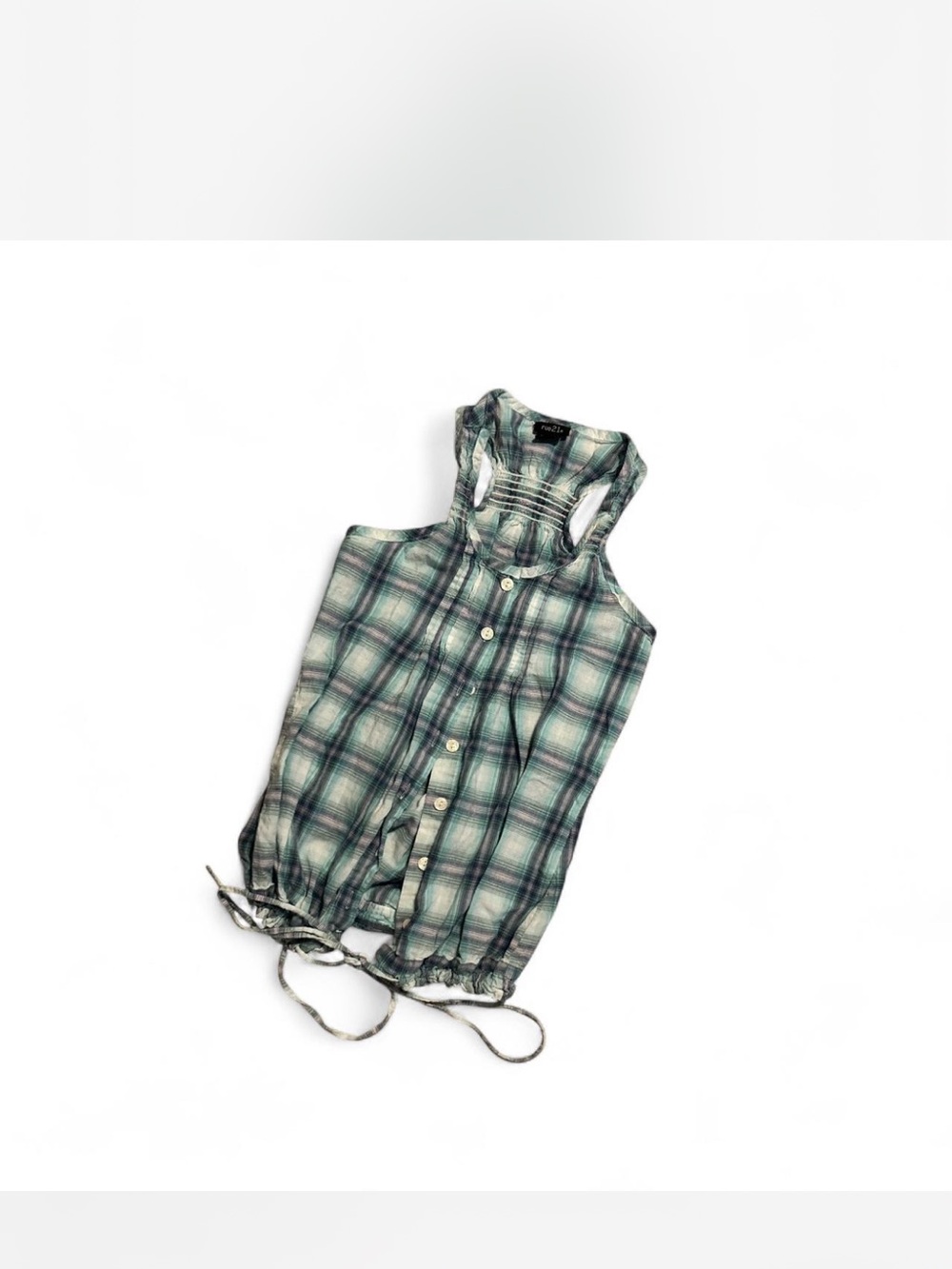 Rue21 Green Plaid Button-Front Tank Top